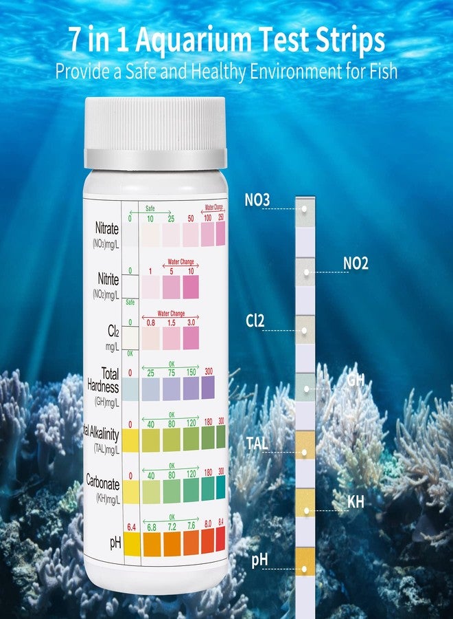 SaySummer Aquarium Test Strips for Fish Tank: 7-Way 150 Strips Aquarium Water Test Kit Freshwater Testing pH Nitrate - Image 3